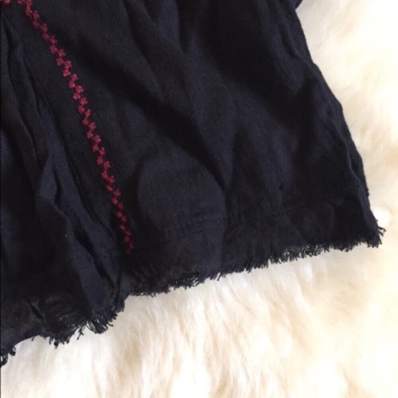 Free People Wild Life Embroidered Black Blouse - Picture 5 of 5